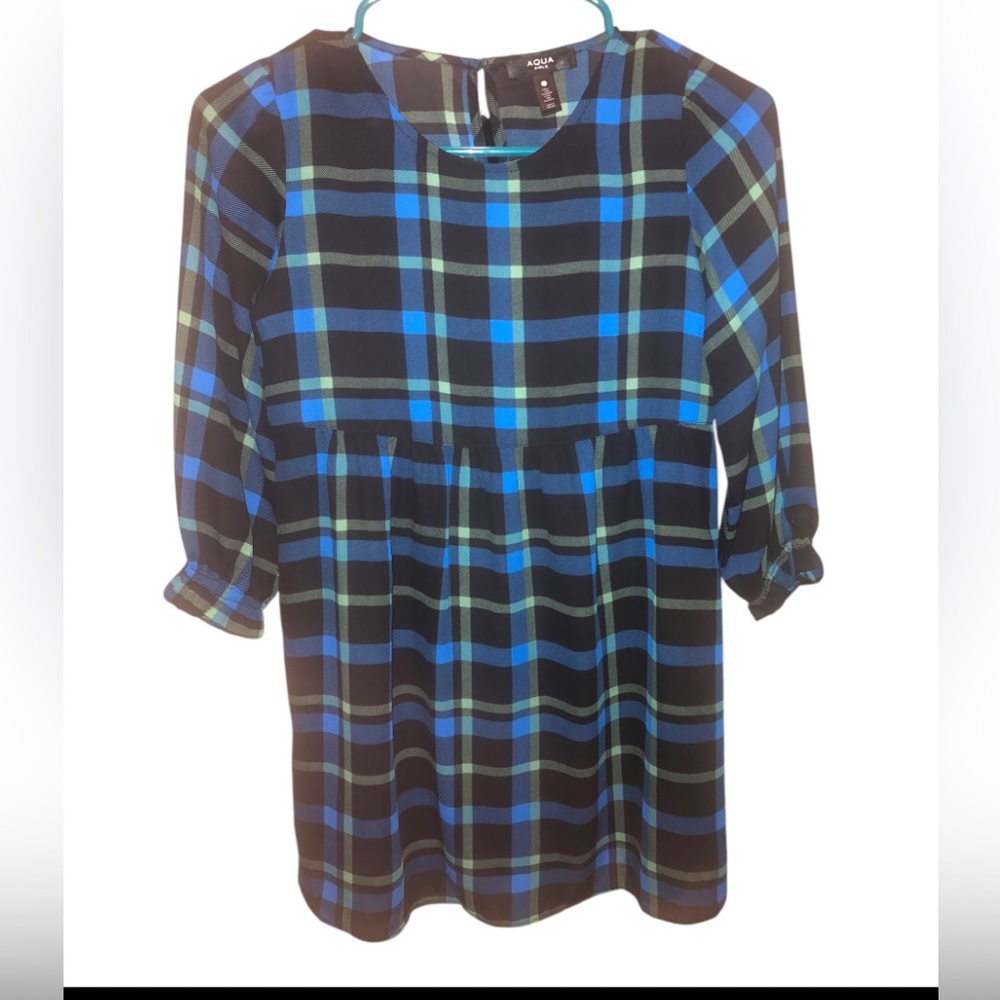 Aqua Girls Plaid Dress Bloomingdale’s Exclusive Collection Size M EUC
